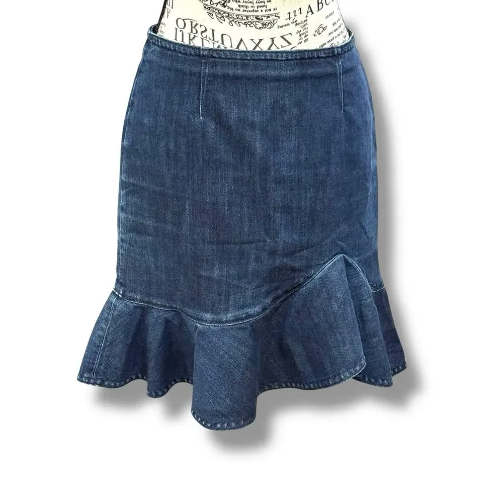 Leifsdottir Size 4 Dark Blue Denim Trumpet Mini Skirt Anthropologie